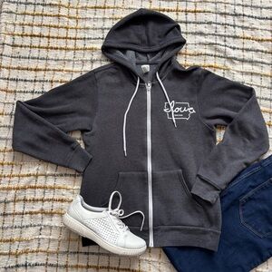 Bella Canvas Charcoal Hoodie with White Drawstrings S